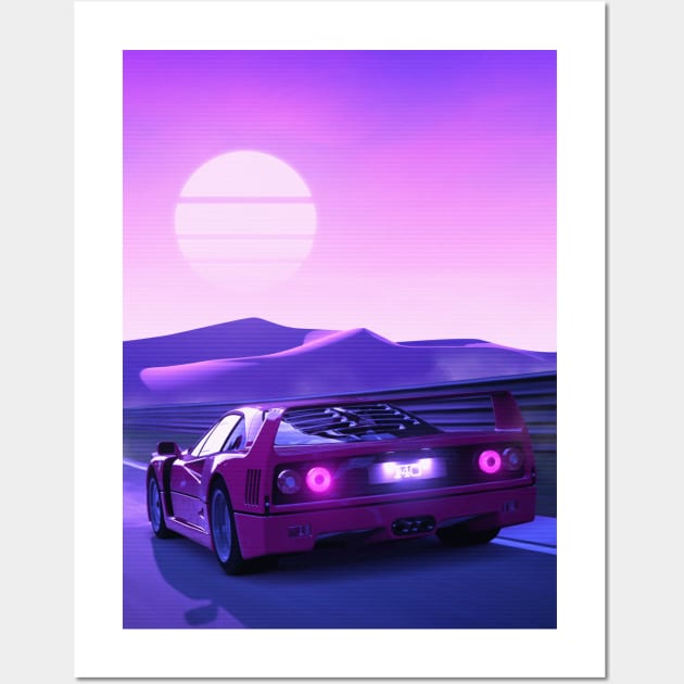 F40 Synthwave Wall Art by mrcatguys